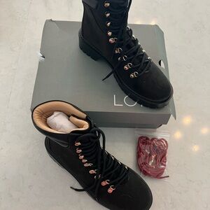LOFT Black Combat Boots with Gold Eyelets